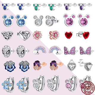 Brincos femininos da Minnie e do Mickey, elegantes e fofos, incrustados com zircônia brilhante, brincos de prata S925, b
