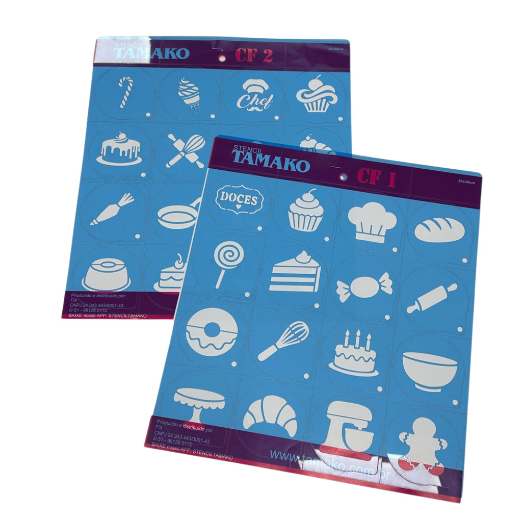 Kit 32 Mini Stencil Confeitaria