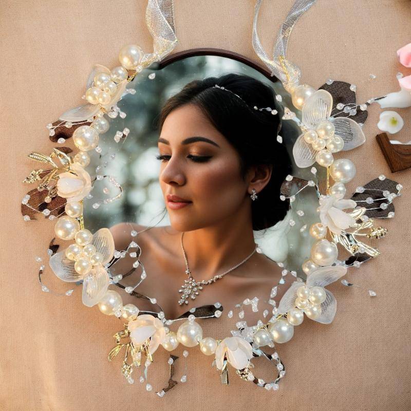 [Tinchigh] Cocar De Cabelo De Pérola Imitada Para Meninas Elegantes , Guirlanda De Flores Bebês , Argola De Cabeça Casam