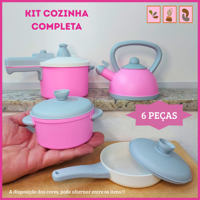 Kit Cozinha Completa Panelinhas Chá Panela de Pressão Chaleira Brinquedo Faz de Conta para Meninas e Meninos