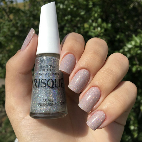 KIT C/2 Esmaltes Glitter RISQUÉ As Mil Purpurinas e Granulado Rose