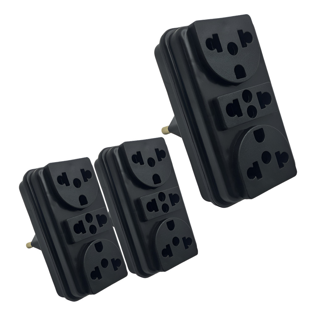 Kit 3 Adaptador Tomada T Padrão Antigo Benjamin Triplo