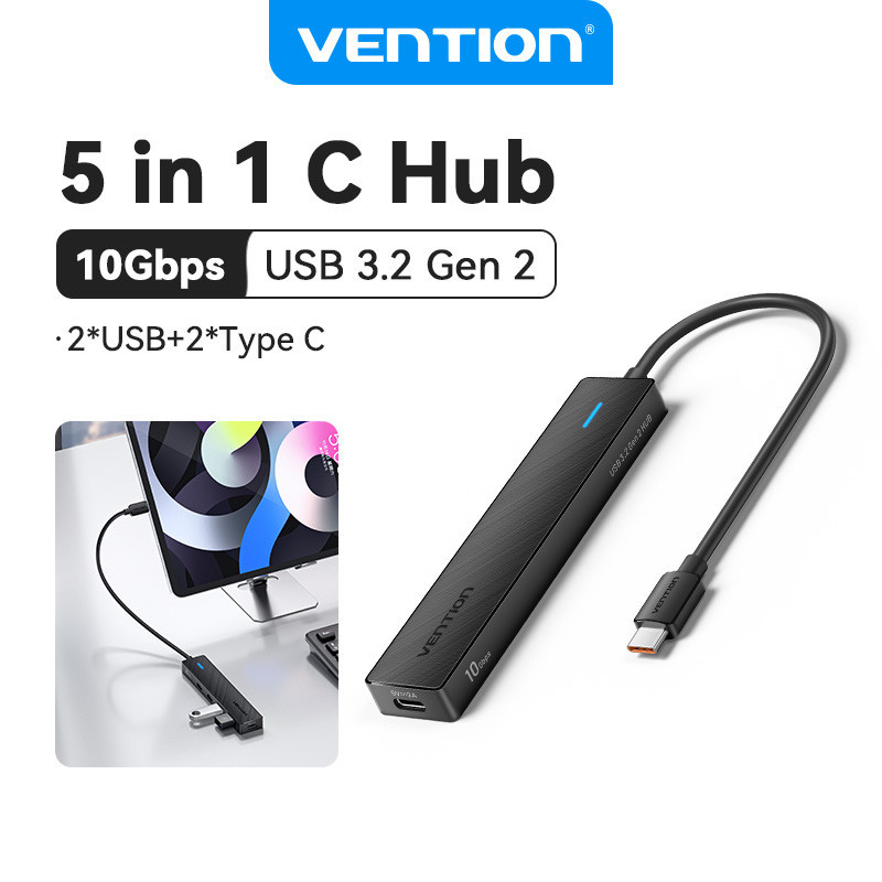 Vention USB C Hub 5 Em 1 3.2 Gen2 10 Gbps De Alta Velocidade Compatível Com Laptop Ipad