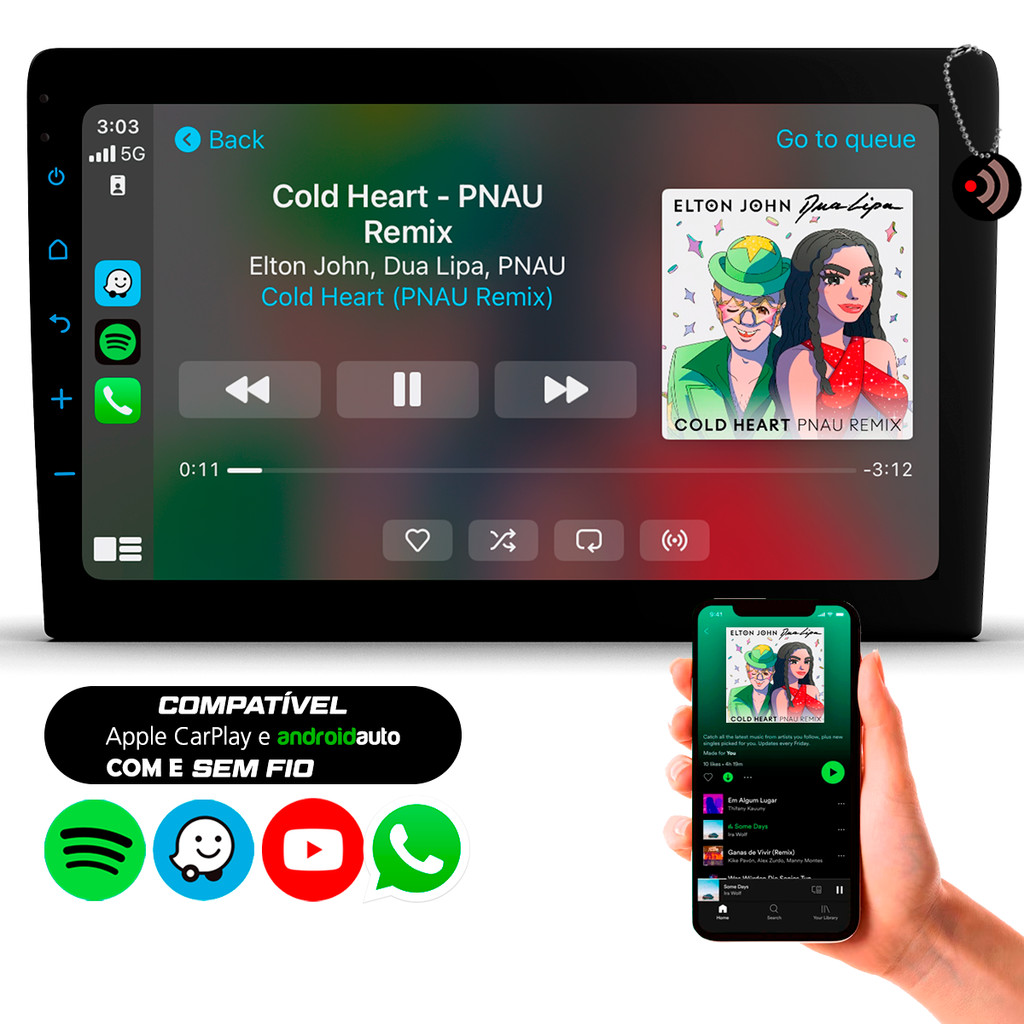 Central Multimídia Automotiva MP5 9 Polegadas Slim Full Touch CarPlay e Android Auto Com e Sem Fio em Oferta na Shopee