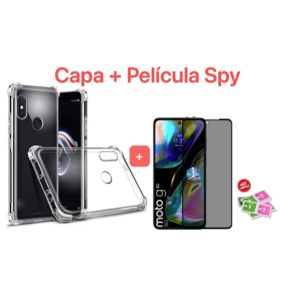 Kit 2em1 Para Motorola Capinha Anti-Impacto + Película Spy G5S PLUS/G6 PLAY /G7 PLAY/G8 PLAY/G8 POWER LITE/G9 PLAY/