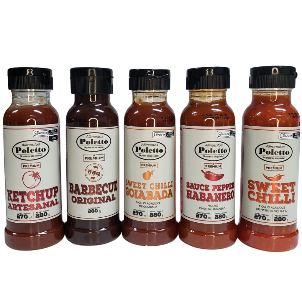 5 Molhos Saborosos Para Churrasco Lanche Pizza Pastel Queijos 5x 280G