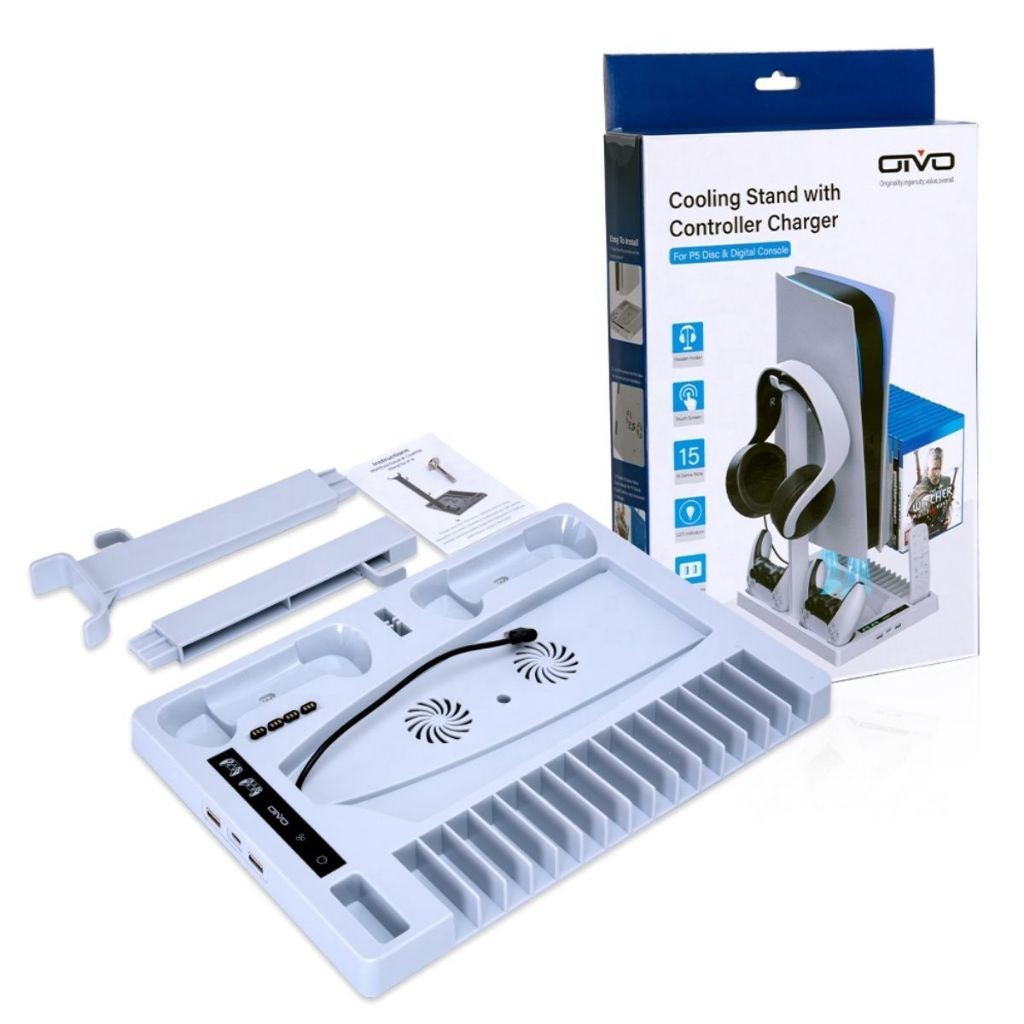 Cooler Resfriador para Console PS5 edição Disco e Digital com Suporte para Fone Headset e…