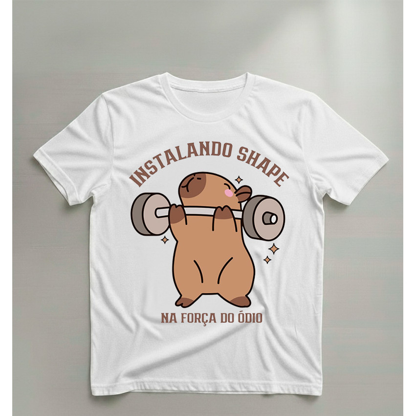 CAMISA CAPIVARA INSTALANDO SHAPE FORÇA DO ÓDIO UNISSEX CAMISETA CONFORTAVEL GYM ACADEMIA