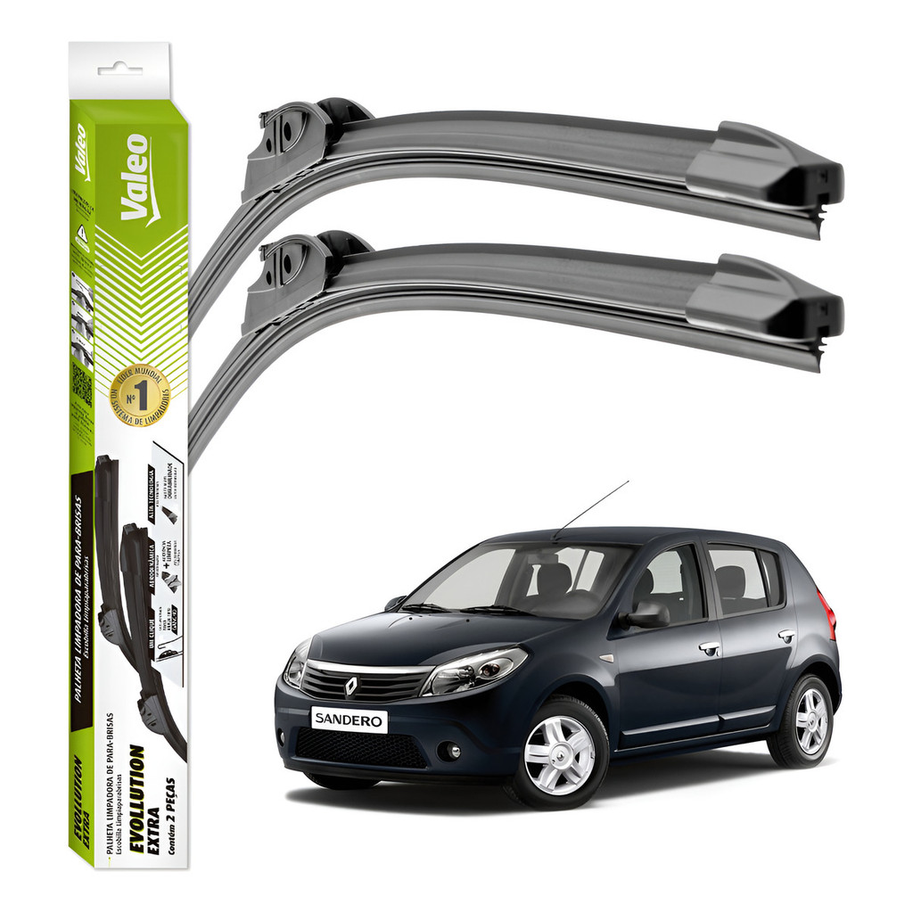 Par Palhetas Limpador Parabrisa Valeo Sandero 2008 A 2014