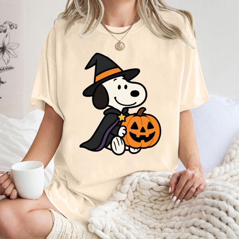 [Camiseta Premium Algodão Puro]LA Camisa Snoopy Feminina de Halloween Camiseta Oversized Blusa Snoopy Desenho Algodão#1