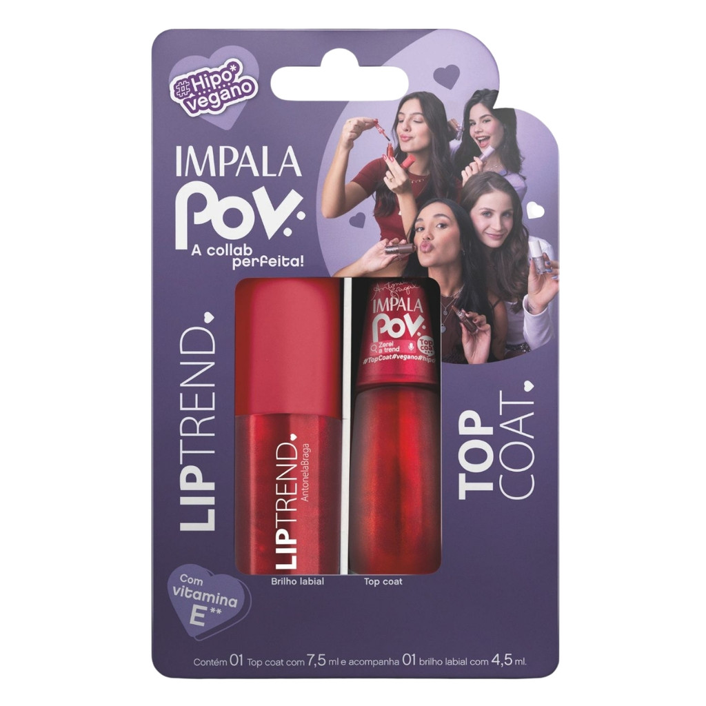 Kit Esmalte Top Coat Brilho Labial Coleção Pov Zerei Impala