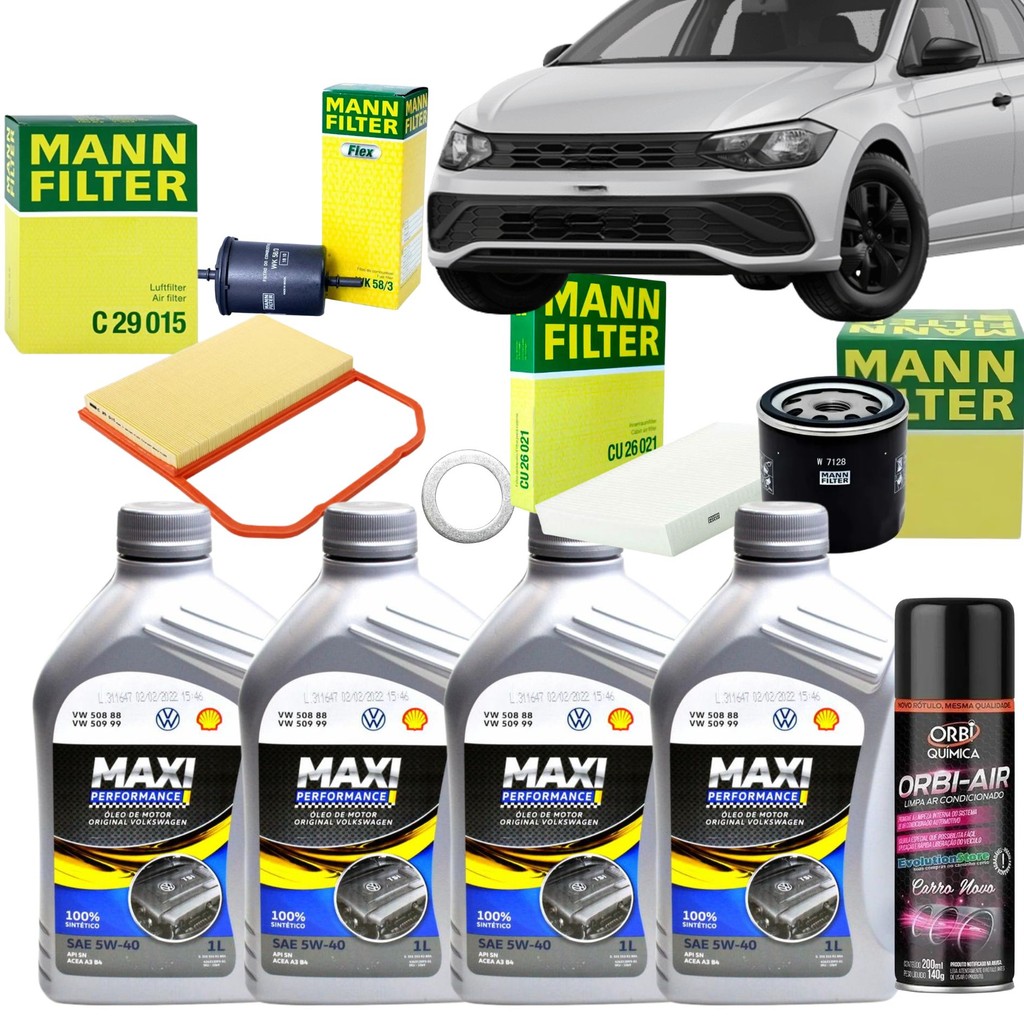 Kit Revisão 4 Óleo 5w40 + Filtros Polo Track 1.0 Mpi 2023... (Mann Filer + Óleo VW) em Oferta na Shopee