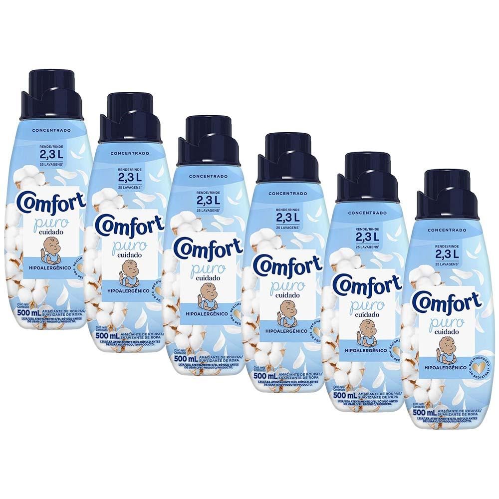 Kit 6 Amaciantes Comfort Concentrado Puro Cuidado 500ml em Oferta na Shopee