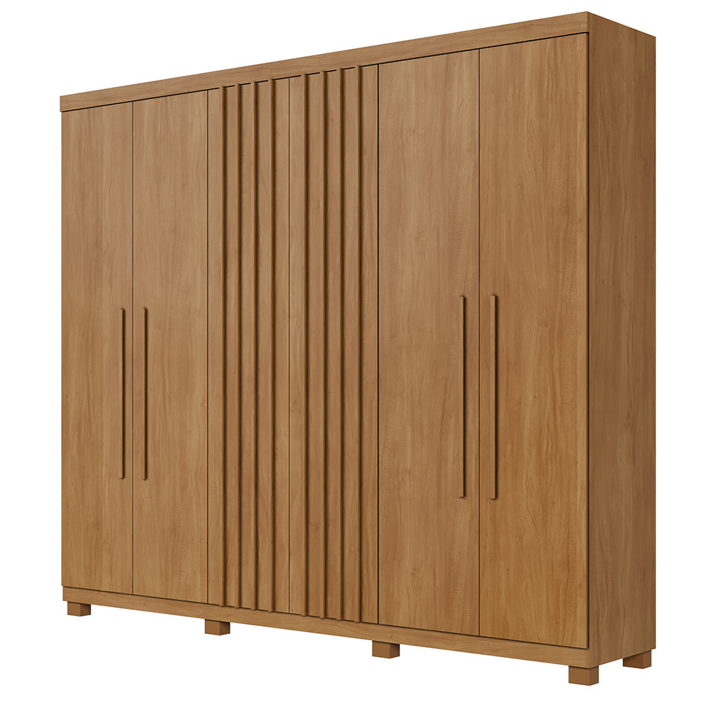 Guarda-Roupa Benetil Millano 6 Portas Cinamomo Ripado em Oferta na Shopee
