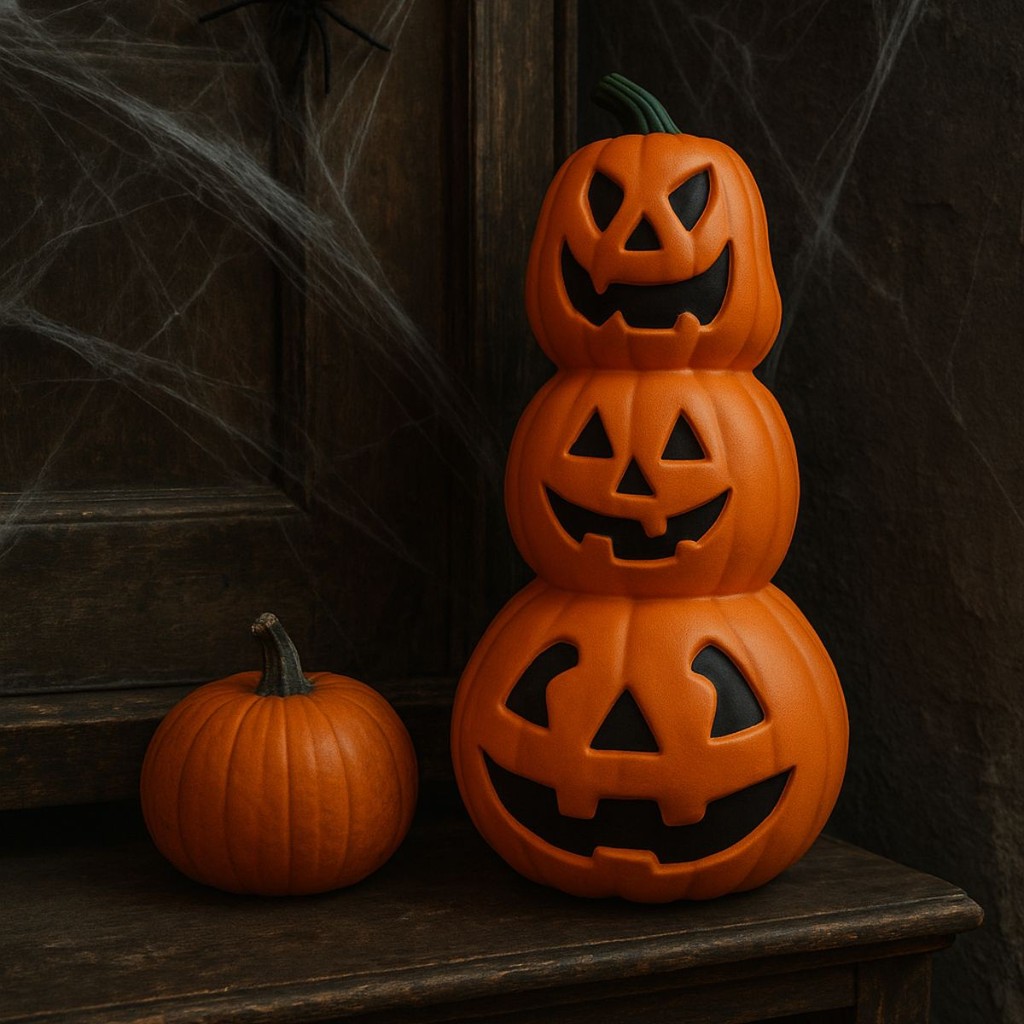 Decoração Halloween Torre de Abóbora Enfeite Jack o' Lantern Dia das Bruxas Jardim Salão Sala