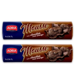 Kit 2un Biscoito Recheado 130G Chocolate Meio Amargo Adria Mousse