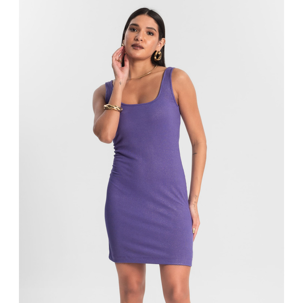 Vestido Curto em Ribana Canelada Rovitex Roxo em Oferta na Shopee