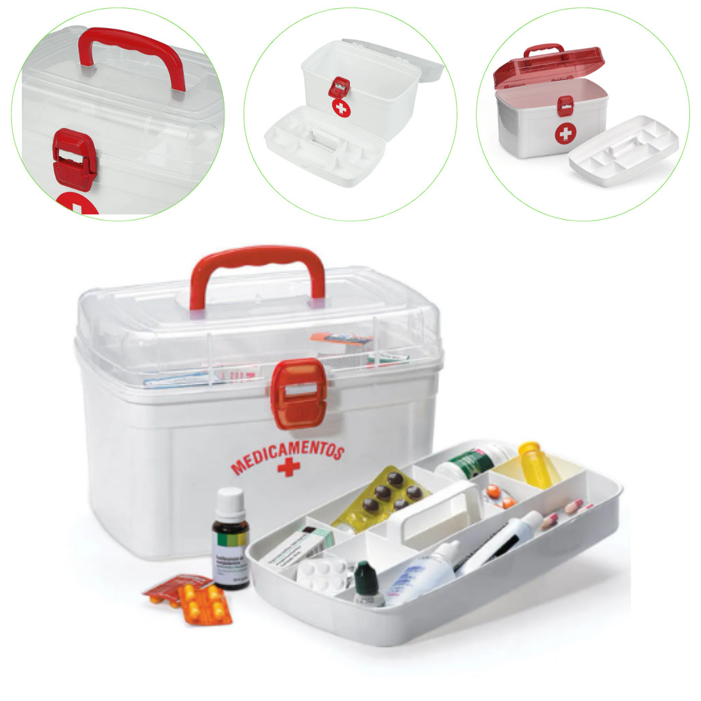 Kit 4 Caixa Para Remédios G Com Alça 6,2l Litros Cor Branco