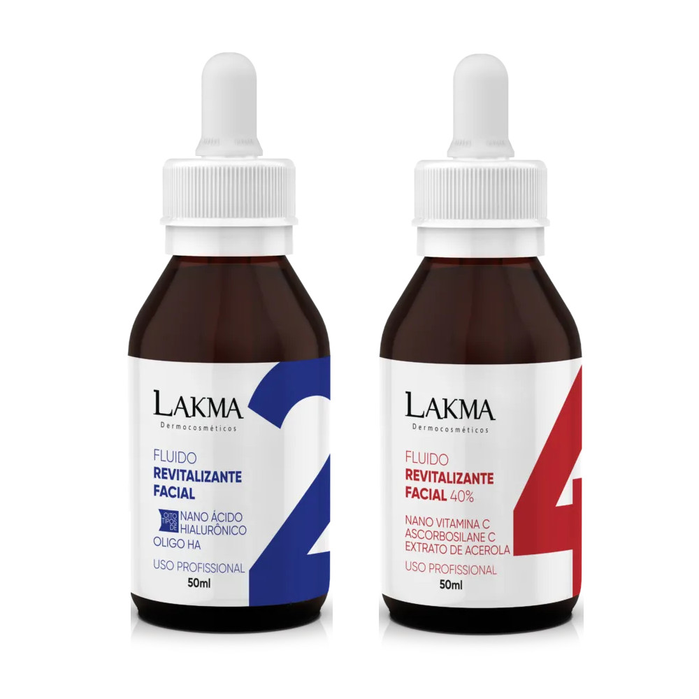 Kit Fluido Ácido Hialurônico e Fluido Vitamina C Lakma 2x50ml