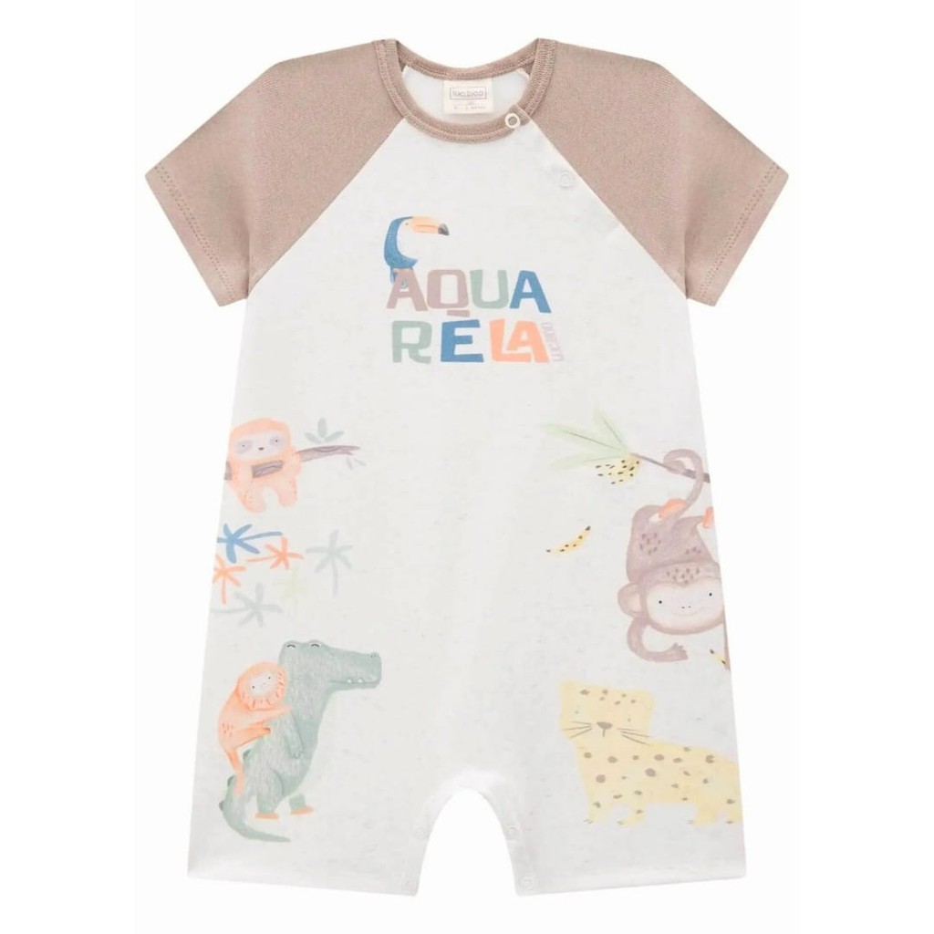 Macacão  Bebê Menino Aquarela em Malha Power e Ribana  LucBoo