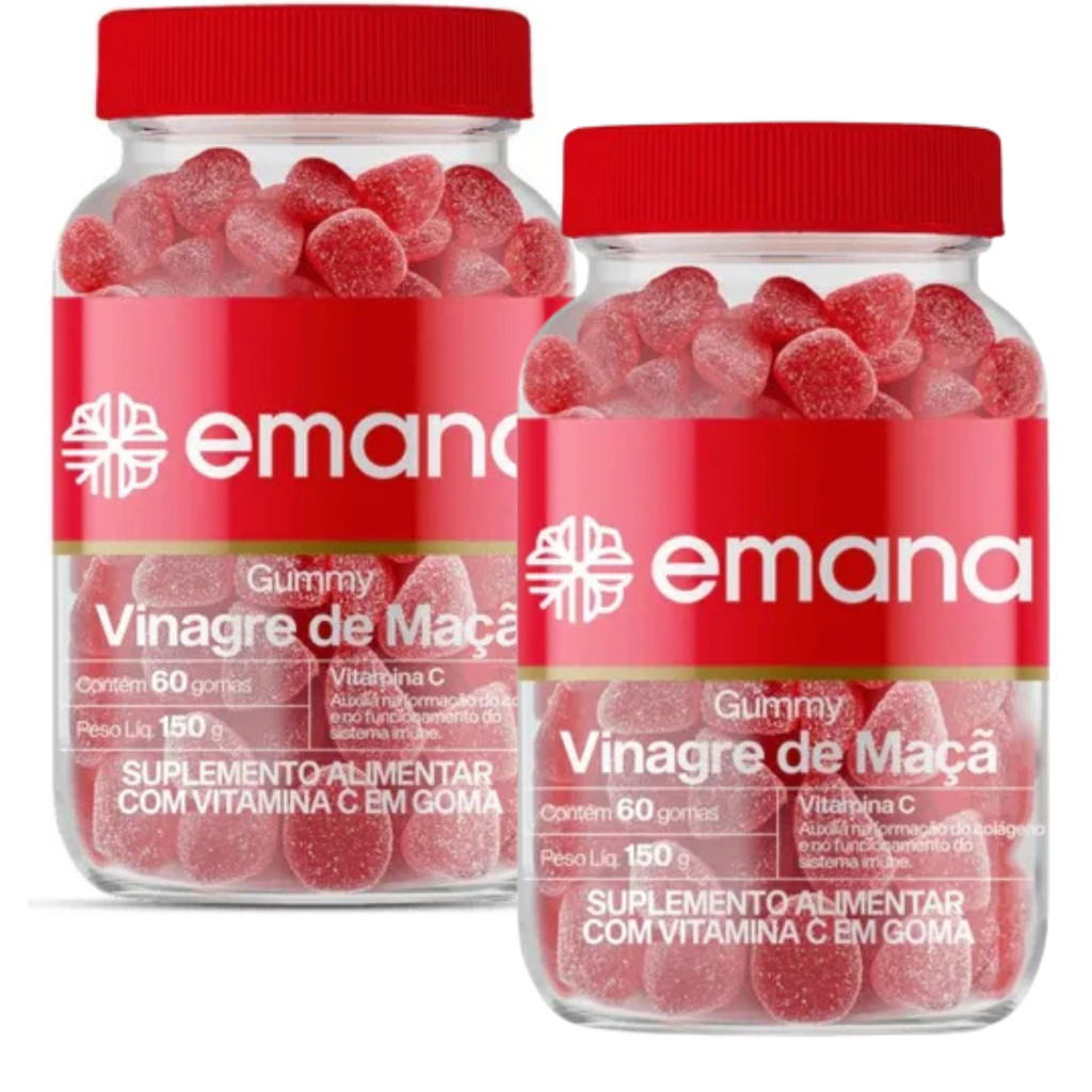 Kit 2 Gummy de Vinagre de Maçã com Vitamina C Pote Emana 150g em Oferta na Shopee