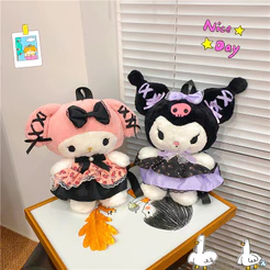Mochila de Pelúcia Sanrio Kuromi & My Melody – Kawaii, 28cm, Feminina, Bolsa Fofa