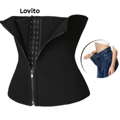 Lovito Casual Modelador De Pele Macia Com Zíper Modelador De Verão/primavera Para Mulheres LNE75060