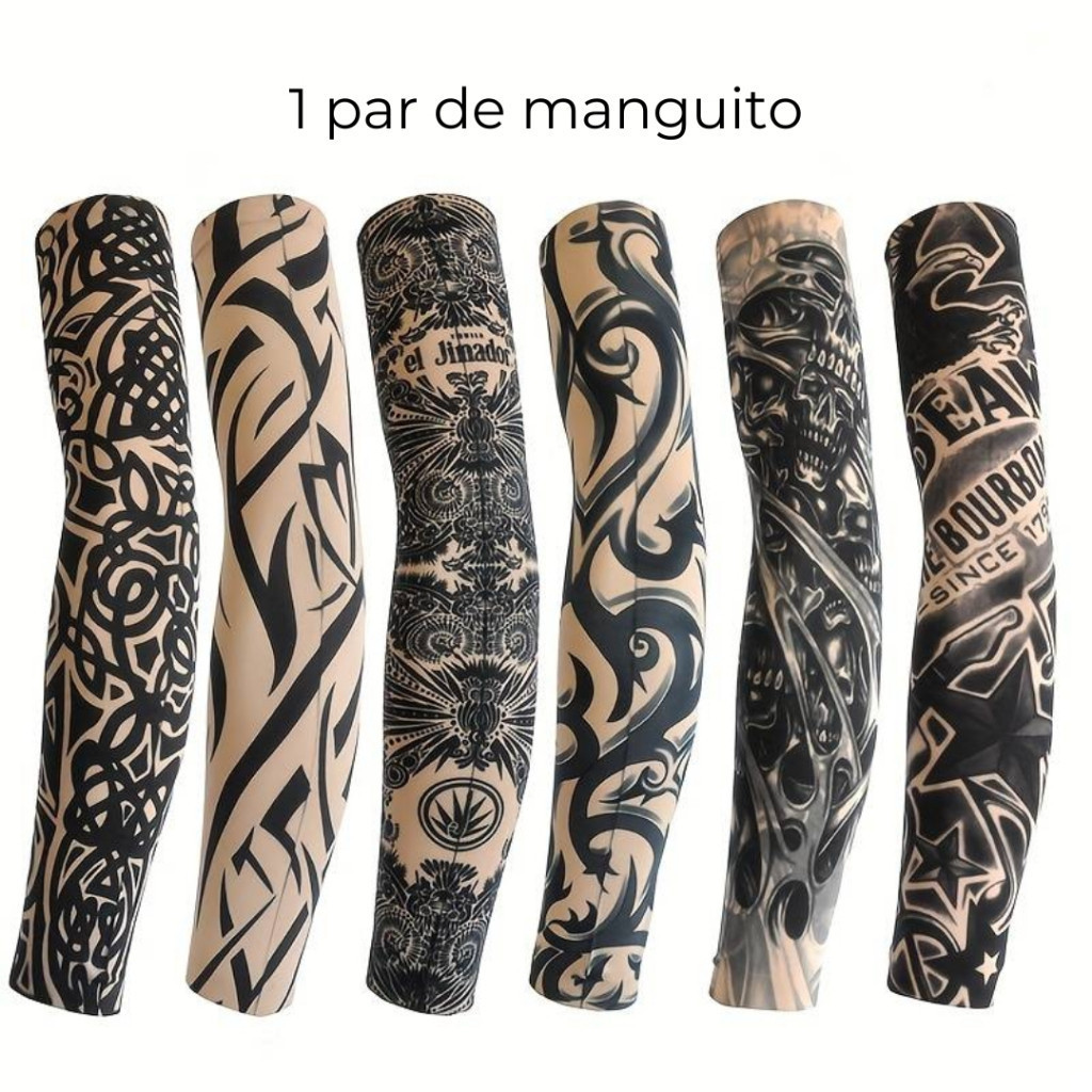 1 Par De Manga Tattoo Manguito Tattoo Proteção Solar Tattoo Sleeve Somente tattoo preta em Oferta na Shopee