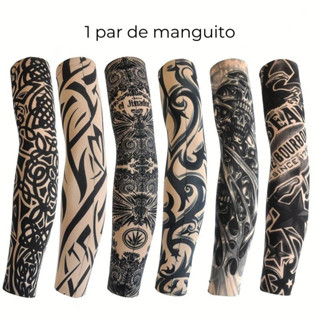 1 Par De Manga Tattoo Manguito Tattoo Proteção Solar Tattoo Sleeve Somente tattoo preta em Oferta na Shopee