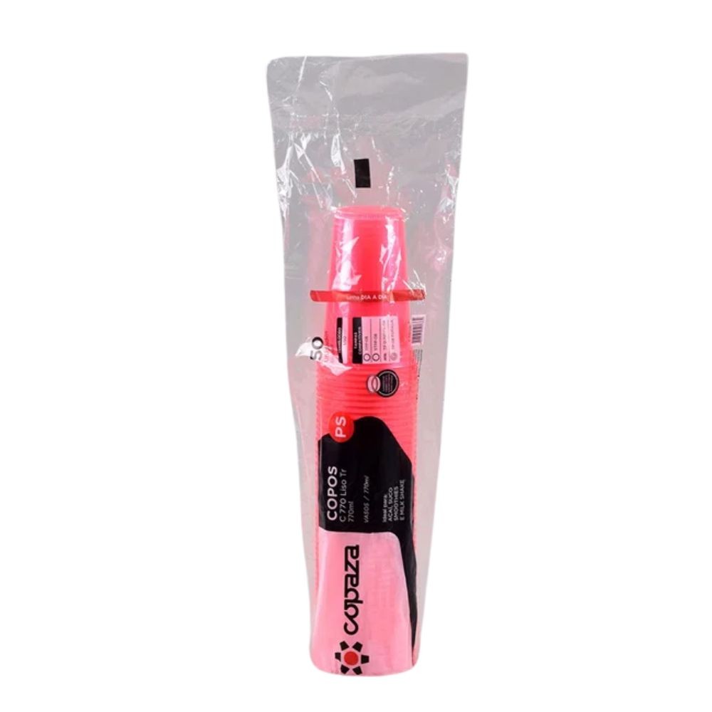 Copo 770ml Copaza PS Neon Rosa 50 Unidades