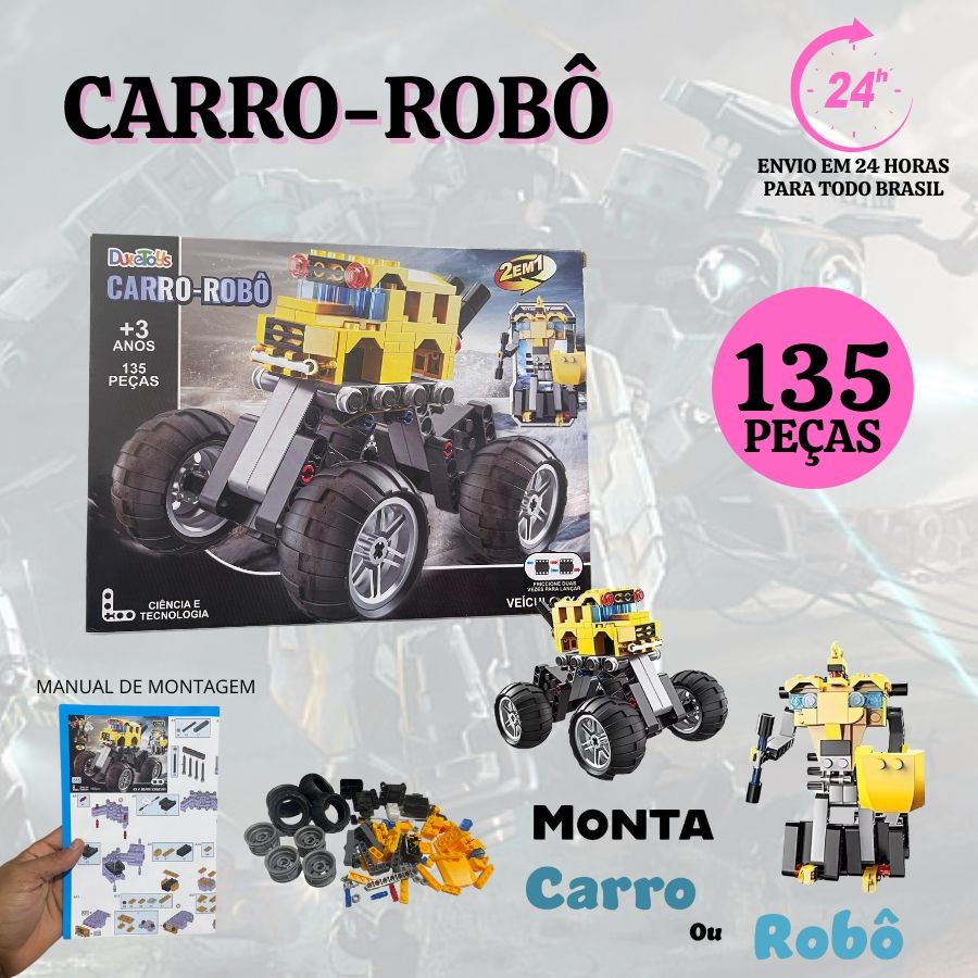 Brinquedo de Montar Carro ou Robo Transformers 2 em 1 Diversos Modelos