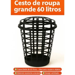 Cesto de Roupas Telado 60L Black Rosa Ventilação