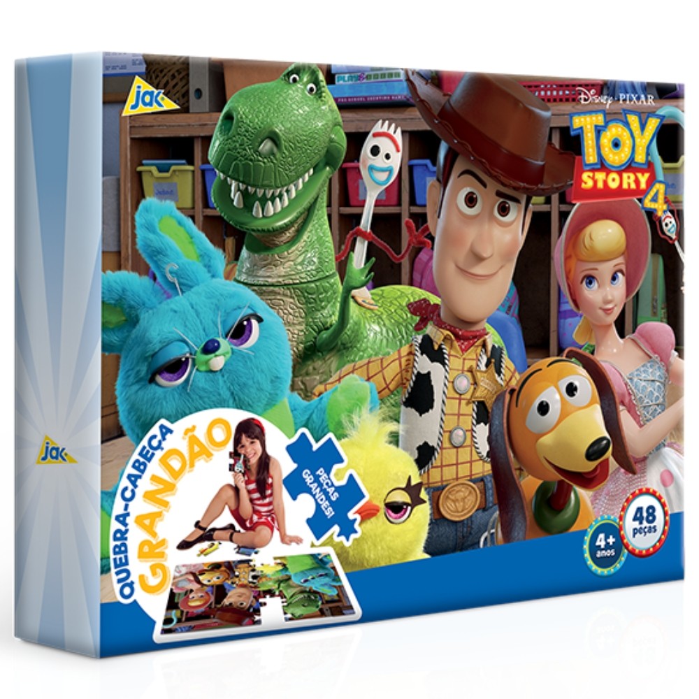 QUEBRA CABEÇA GRANDÃO TOY STORY 4 48 PEÇAS GRANDE TOYSTER PUZZLE BUZZ WOODY BETY ANDY DINO BRINQUEDO