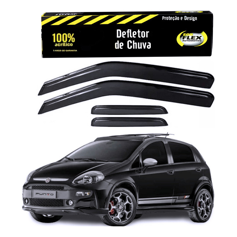 Jogo Calha Defletor Chuva Fiat Punto 1.4 T-jet 2013 A 2016 em Oferta na Shopee