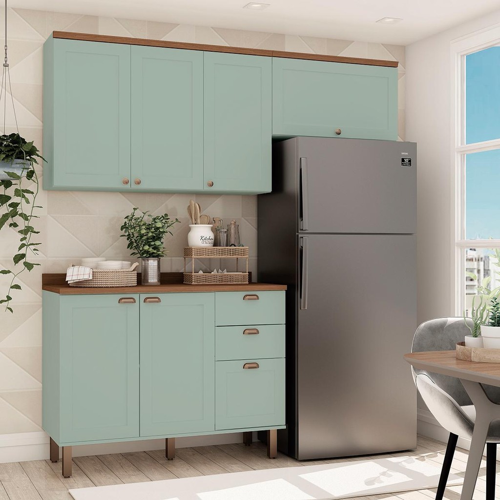 Armário De Cozinha Genialflex Iluminata Flora Verde Mint em Oferta na Shopee