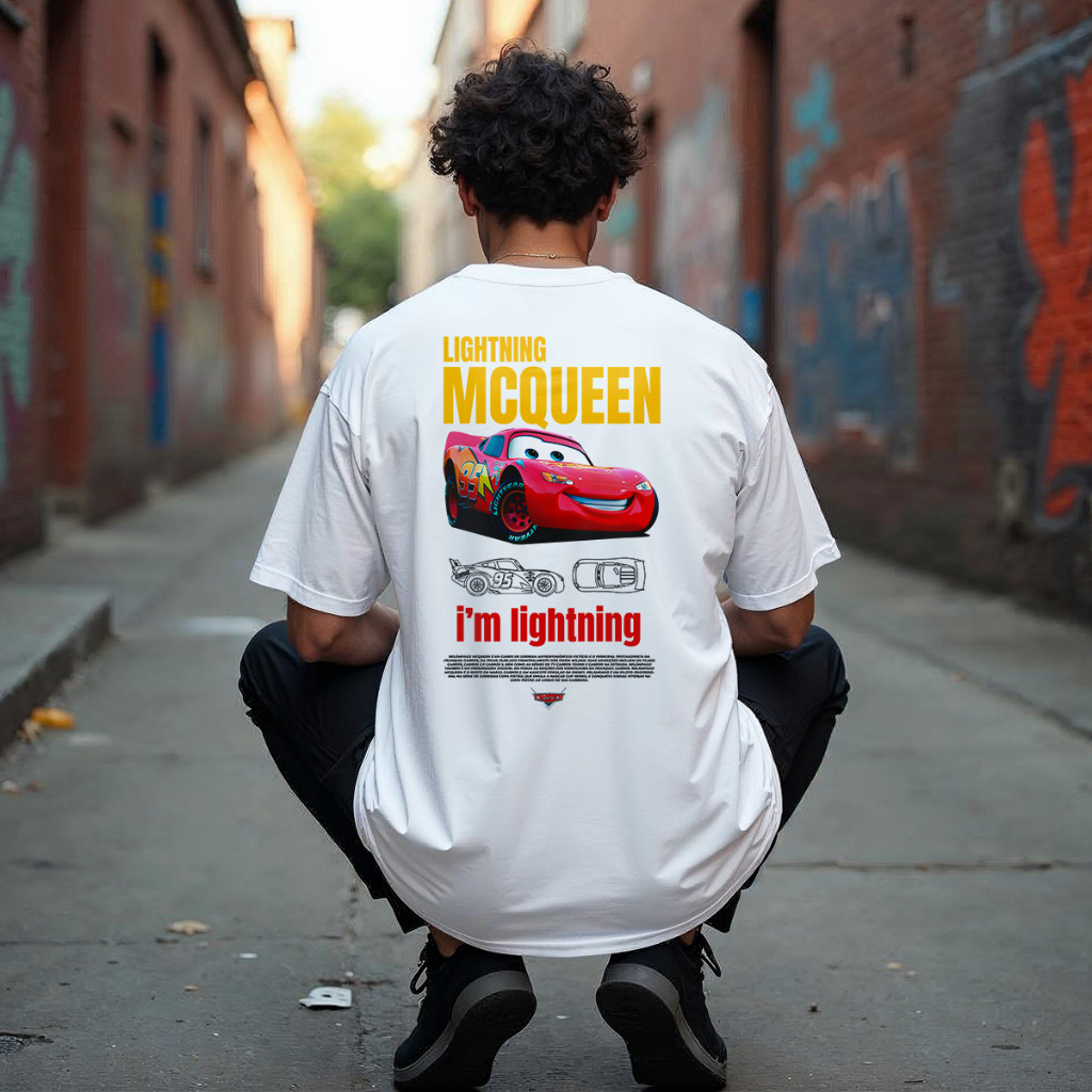 Camiseta Oversized 100% Algodão Mcqueen & Sally Caimento Solto Confortável Manga 3/4