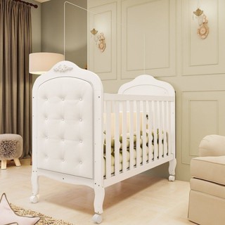 Berço Minicama 3 em 1 com Capitonê 100% Mdf Maya Espresso Móveis Branco Brilho em Oferta na Shopee