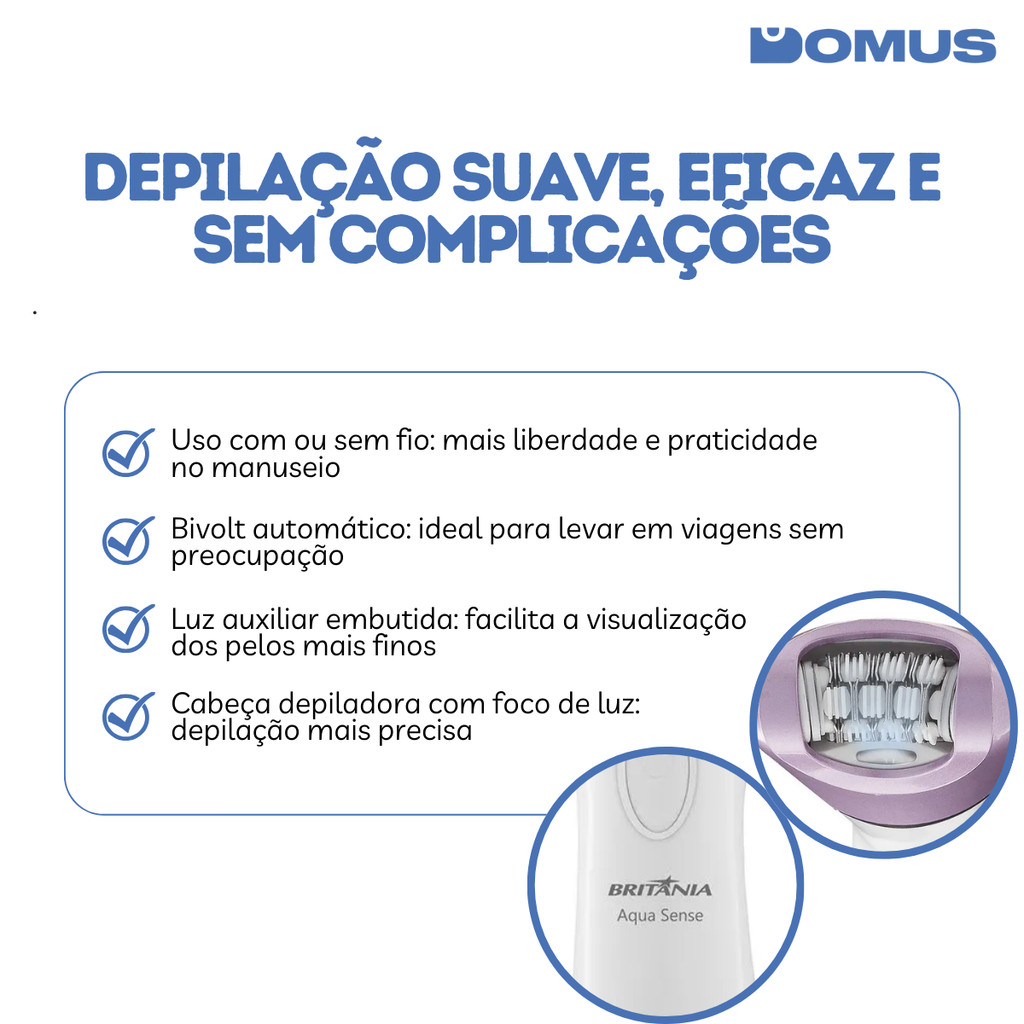 Depilador Elétrico Aqua Sense Bivolt BDP02RX Britânia — imagem 2 de 2