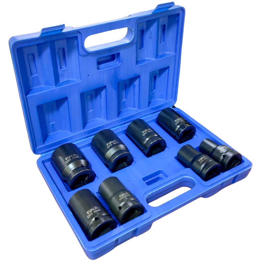 Jogo de Soquetes Longos de Impacto 1" 19-41MM 80MM EVSLI-8 8 Peças EVALD em Oferta na Shopee
