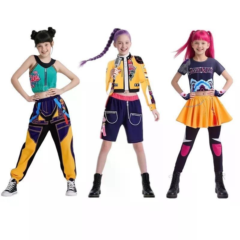 Fantasia Infantil Kpop Caçadores de Demônios Rumi Zoey Mira Cosplay Uniforme de Ídolo para Meninas Halloween Carnaval Pa