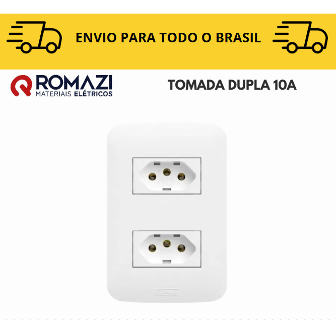 Tomada Dupla 10A linha canoa romazi / 10A / 20A / Paralelo / Tomada