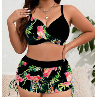 Plus Size maiô de duas peças/maiô dividido peito grande senhoras biquíni impressão novo estilo em Oferta na Shopee