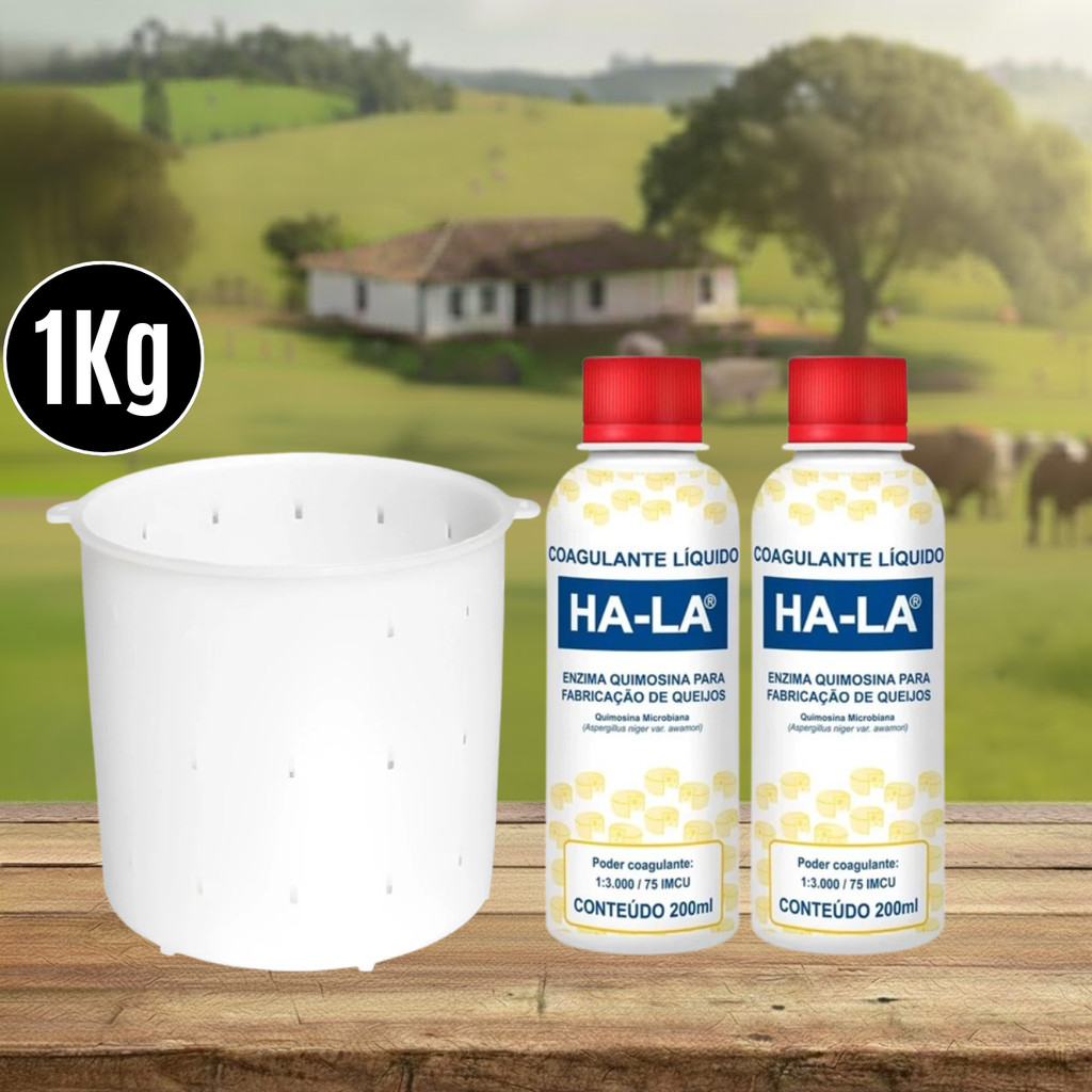 Forma 1kg + 02 Coalhos Ha-la 200ml Coagulante de Queijo Minas frescal Ricota requeijão