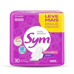 Absorvente Sym Cobertura Suave com Abas - Embalagem com 30 Unidades