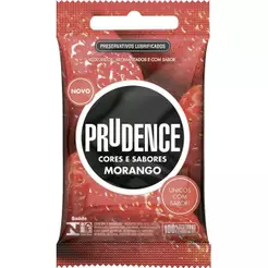 Preservativo Prudence Cores E Sabores Morango - 12 pacotes c/ 3 unidades