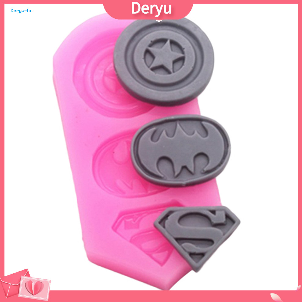 3 Cavidades Capitão Americano Superman Batman Tag Molde De Chocolate Ferramenta De Decoração De Bolo