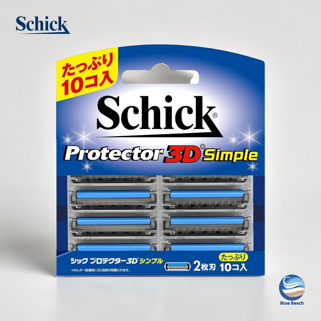 Schick Protector3D Simple Cartucho Reposicao/10 unidades/2 Laminas/Faixa Lubrificante/SMB032