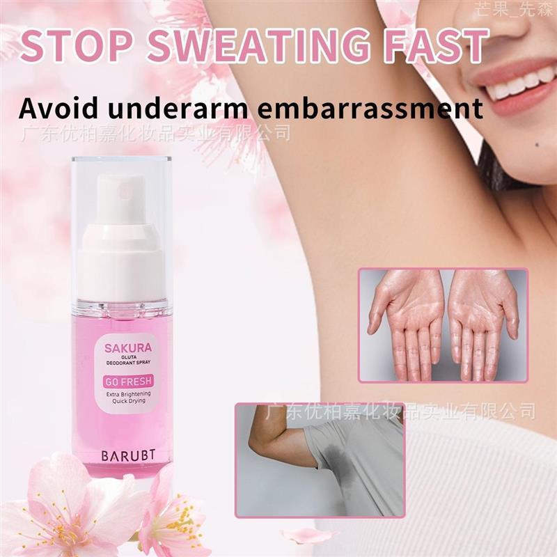 BARUBT Cherry Blossom Fragrância Desodorante Spray Remove Axilas Suor Odor Odor Desodorante Loção