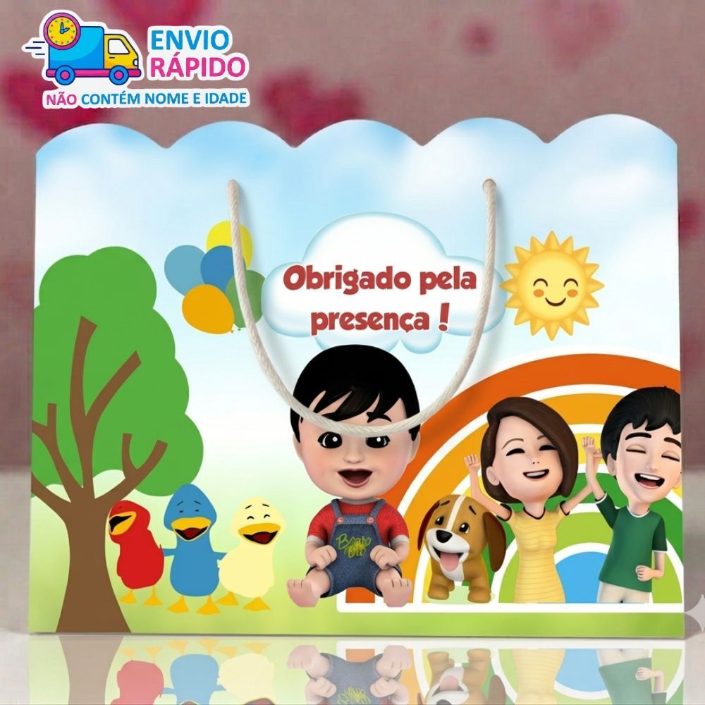 Kit Sacolinha Personalizada  Bento e Totó (20x15x7cm) Lembrancinhas de Aniversário - PEGUE E MONTE