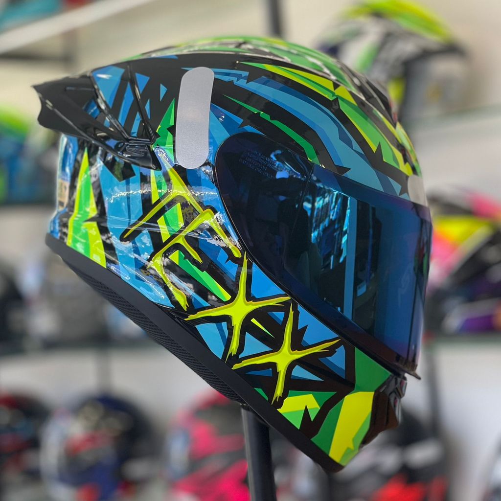 CAPACETE TEXX SPIHE MAASAI AZUL E VERDE  + brinde AEROFOLIO